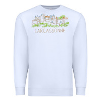 White carcassonne france unique hand drawn art gift men women t shirt Premium Sweatshirt - linhVisuals