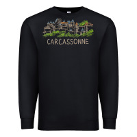 Black carcassonne france unique hand drawn art gift men women t shirt Premium Sweatshirt - linhVisuals