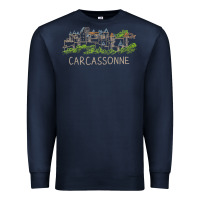 Navy carcassonne france unique hand drawn art gift men women t shirt Premium Sweatshirt - linhVisuals