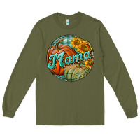 Army Green pumpkin mama with background Long Sleeve Tee - BundleAndBundleShop
