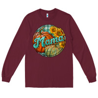 Burgundy pumpkin mama with background Long Sleeve Tee - BundleAndBundleShop