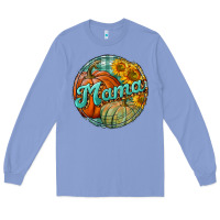 Colony Blue pumpkin mama with background Long Sleeve Tee - BundleAndBundleShop