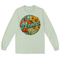 Matcha pumpkin mama with background Long Sleeve Tee - BundleAndBundleShop