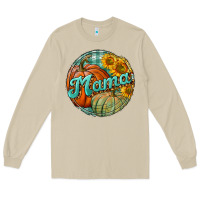 Mushroom pumpkin mama with background Long Sleeve Tee - BundleAndBundleShop