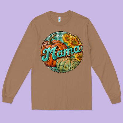 Pumpkin Mama With Background Long Sleeve Tee Designed By Bundleandbundleshop