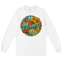 White pumpkin mama with background Long Sleeve Tee - BundleAndBundleShop