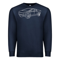 Navy cybertrucks line art pocket futuristic ev truck cyber design t shirt Premium Sweatshirt - linhVisuals