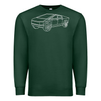 Sports Green cybertrucks line art pocket futuristic ev truck cyber design t shirt Premium Sweatshirt - linhVisuals