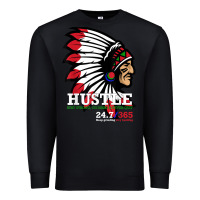 Black hustle 247 gang clothing native american men gift t shirt t shirt Premium Sweatshirt - linhVisuals