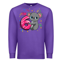 Purple kids 6th birthday shirt for girls koala bear 6 years old t shirt Premium Sweatshirt - linhVisuals