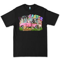Black Happy Easter truck with farm animals Easter Day Premium Tee - CowGirlArtShop
