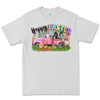 Dove Grey Happy Easter truck with farm animals Easter Day Premium Tee - CowGirlArtShop