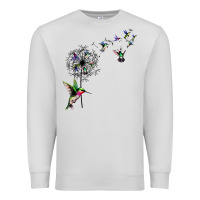 Dove Grey bird hummingbird dandelion flowers shirt for women men t shirt Premium Sweatshirt - linhVisuals