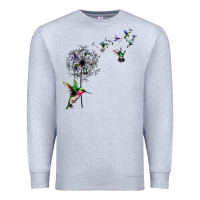 Heather Grey bird hummingbird dandelion flowers shirt for women men t shirt Premium Sweatshirt - linhVisuals
