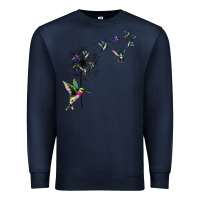 Navy bird hummingbird dandelion flowers shirt for women men t shirt Premium Sweatshirt - linhVisuals