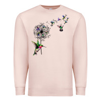 Pale Pink bird hummingbird dandelion flowers shirt for women men t shirt Premium Sweatshirt - linhVisuals