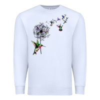 White bird hummingbird dandelion flowers shirt for women men t shirt Premium Sweatshirt - linhVisuals
