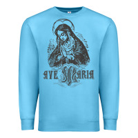Ocean Blue ave maria schubert latin mass blessed mother hail mary lady t shirt Premium Sweatshirt - linhVisuals