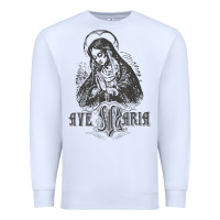 White ave maria schubert latin mass blessed mother hail mary lady t shirt Premium Sweatshirt - linhVisuals