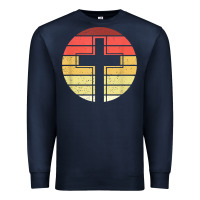 Navy jesus cross retro style vintage t shirt Premium Sweatshirt - linhVisuals