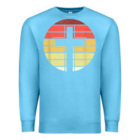 Ocean Blue jesus cross retro style vintage t shirt Premium Sweatshirt - linhVisuals