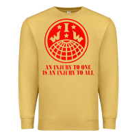 Antique Gold iww injury one is injury to all front and back red zip hoodie Premium Sweatshirt - linhVisuals