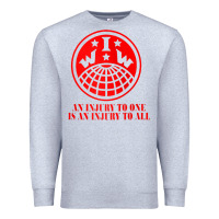 Heather Grey iww injury one is injury to all front and back red zip hoodie Premium Sweatshirt - linhVisuals