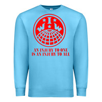 Ocean Blue iww injury one is injury to all front and back red zip hoodie Premium Sweatshirt - linhVisuals