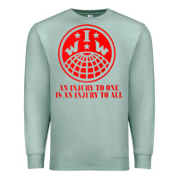Seafoam iww injury one is injury to all front and back red zip hoodie Premium Sweatshirt - linhVisuals