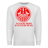 Oatmeal Heather iww injury one is injury to all front and back red zip hoodie Premium Sweatshirt - linhVisuals