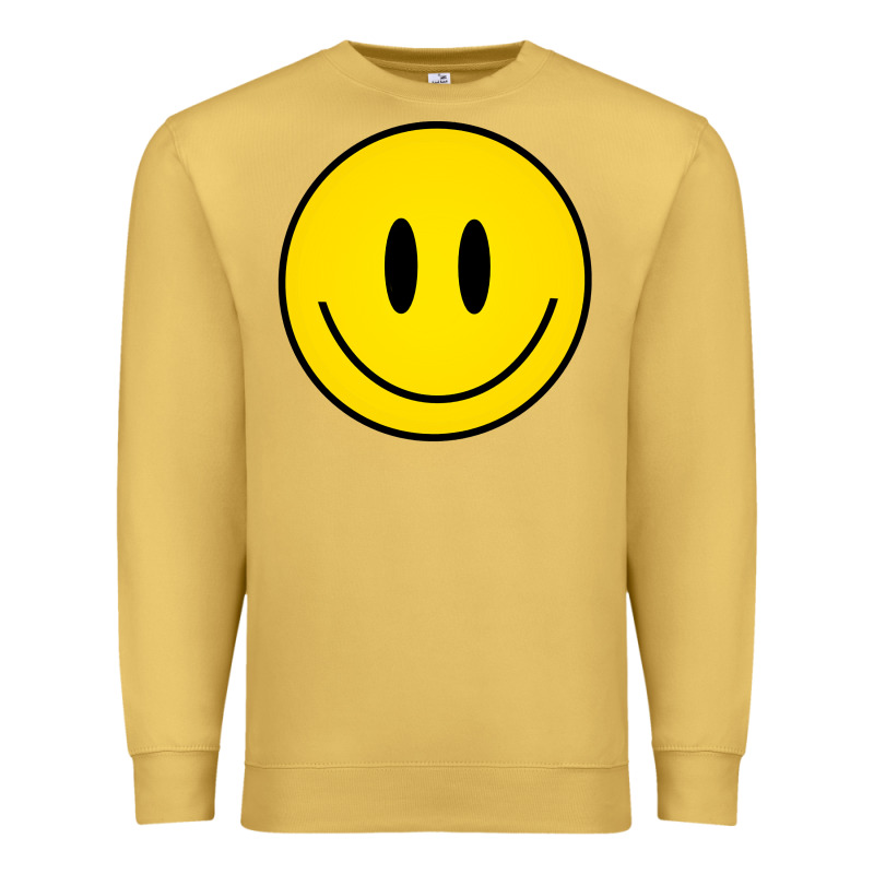 Retro Happy Vibe Smiley Face Happy Face Graphic Sweatshirt Premium Sweatshirt by linhVisuals | Teevron
