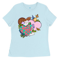 Baby Blue Easter Day Western Easter hearts Ladies Tee - OliviaCreatesArt