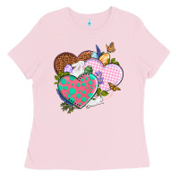 Bubblegum Pink Easter Day Western Easter hearts Ladies Tee - OliviaCreatesArt