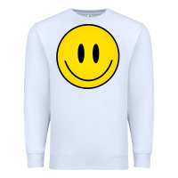 White retro happy vibe smiley face happy face graphic sweatshirt Premium Sweatshirt - linhVisuals