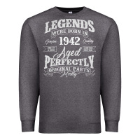 Charcoal Heather legends were born in 1942 year of birth birthday t shirt Premium Sweatshirt - linhVisuals