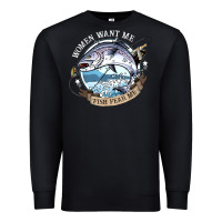 Black funny women want me, fish fishing fear t shirt Premium Sweatshirt - linhVisuals
