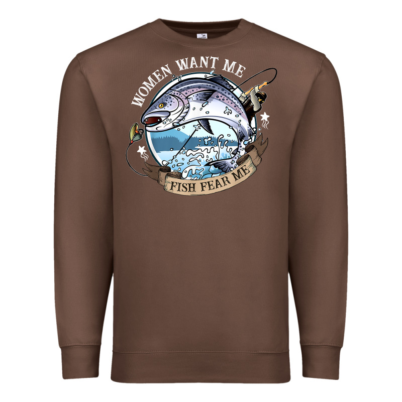 Funny Women Want Me, Fish Fishing Fear T Shirt Premium Sweatshirt by linhVisuals | Teevron