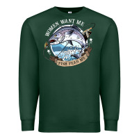 Sports Green funny women want me, fish fishing fear t shirt Premium Sweatshirt - linhVisuals