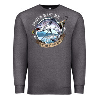 Charcoal Heather funny women want me, fish fishing fear t shirt Premium Sweatshirt - linhVisuals