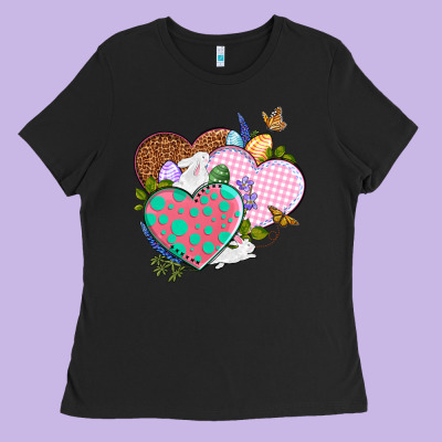 Easter Day Western Easter Hearts Ladies Tee Designed By Oliviacreatesart