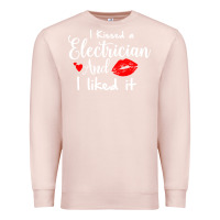 Pale Pink i kissed an electrician and i liked it for girlfriend wife pullover ho Premium Sweatshirt - linhVisuals