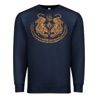 Navy twin tiger sak yant tattoo muay thai thailand martial art tank top Premium Sweatshirt - linhVisuals