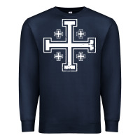 Navy crusader cross of jerusalem knights templa Premium Sweatshirt - linhVisuals