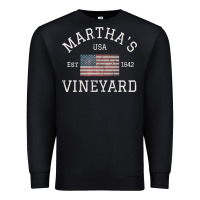 Black martha's vineyard massachusetts american flag usa vintage pullover hoo Premium Sweatshirt - linhVisuals