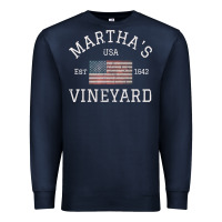 Navy martha's vineyard massachusetts american flag usa vintage pullover hoo Premium Sweatshirt - linhVisuals