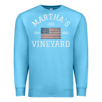 Ocean Blue martha's vineyard massachusetts american flag usa vintage pullover hoo Premium Sweatshirt - linhVisuals