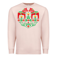Pale Pink swedish dala horse folk art t shirt Premium Sweatshirt - linhVisuals