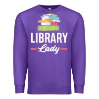 Purple womens funny library lady librarian library assistant t shirt Premium Sweatshirt - linhVisuals