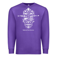 Purple national park service, skull animals hiking camping eliments t shirt Premium Sweatshirt - linhVisuals
