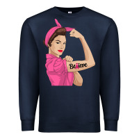 Navy believe cancer awareness women gift Premium Sweatshirt - linhVisuals